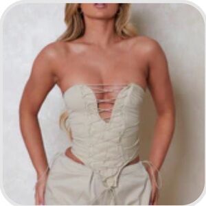 Mars The Label- the lace up toggle corset in stone